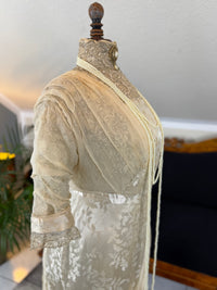 Evening Dress 1912 – Cream Silk Brocade with Lace & Crepe Drapes by M. E. Humble, Court Dressmaker, Lady Gillman Provenance