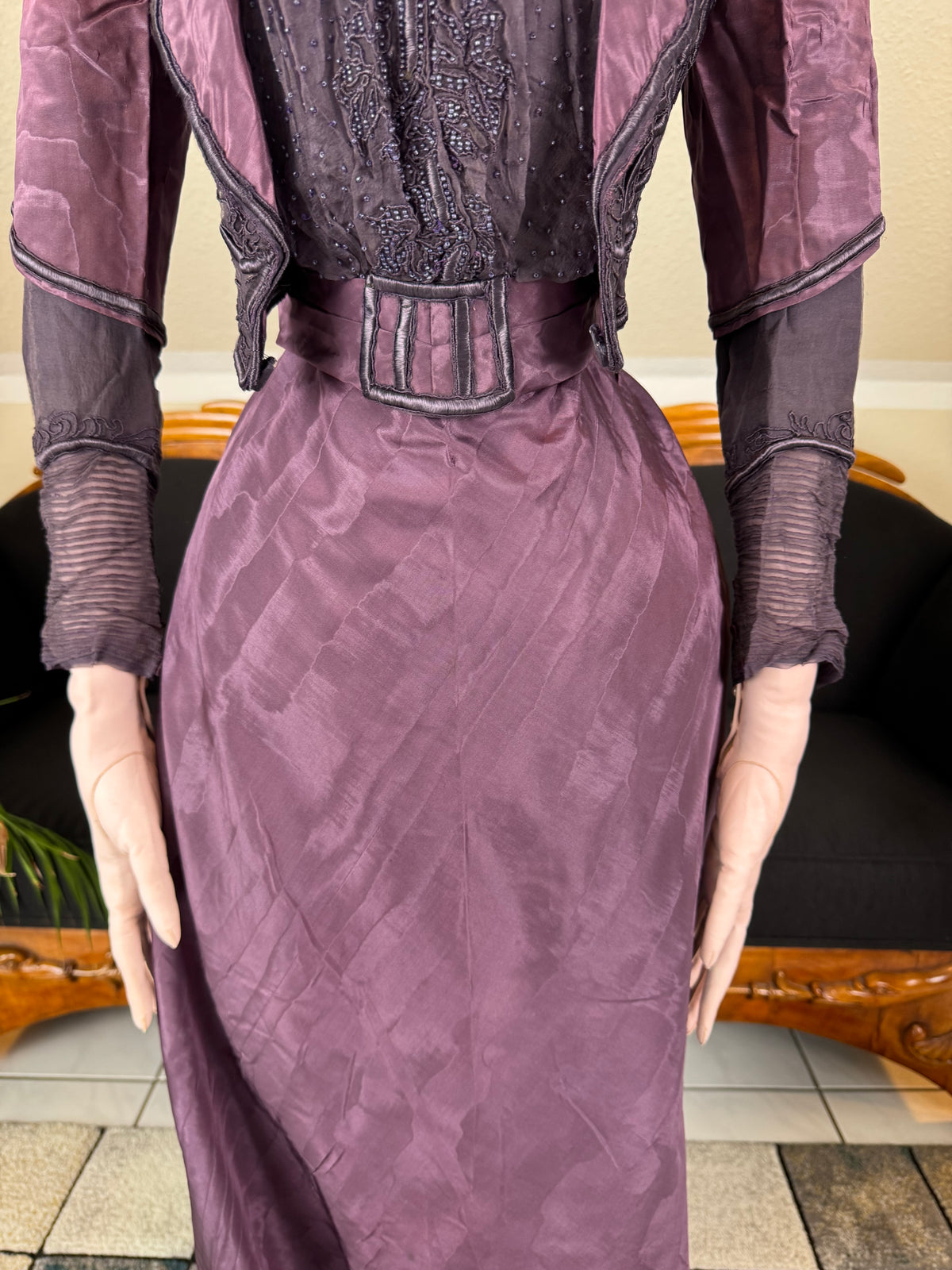 Rare 1911 Edwardian Half‑Mourning Dress by Kate Riley
