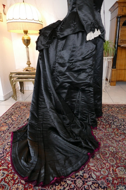 EMILE PINGAT Antikes viktorianisches Tournürenkleid, Paris, ca. 1882