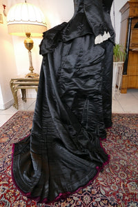 EMILE PINGAT Antikes viktorianisches Tournürenkleid, Paris, ca. 1882