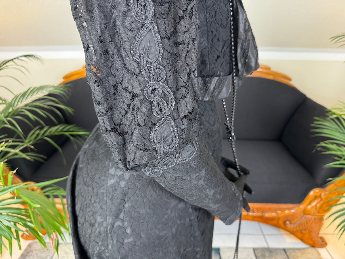 Edwardian black lace day dress, early 20th‑century fashion
