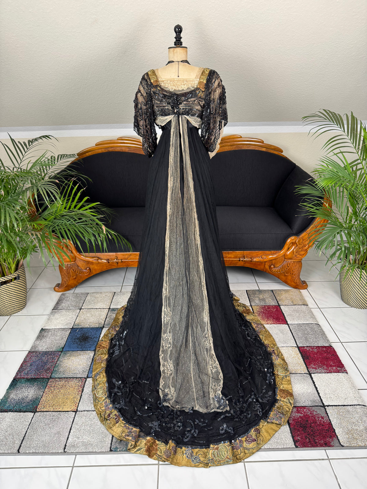 Antikes edwardianisches Abendkleid ca. 1906 – Seide, Spitze, Tüll & Brokat aus England