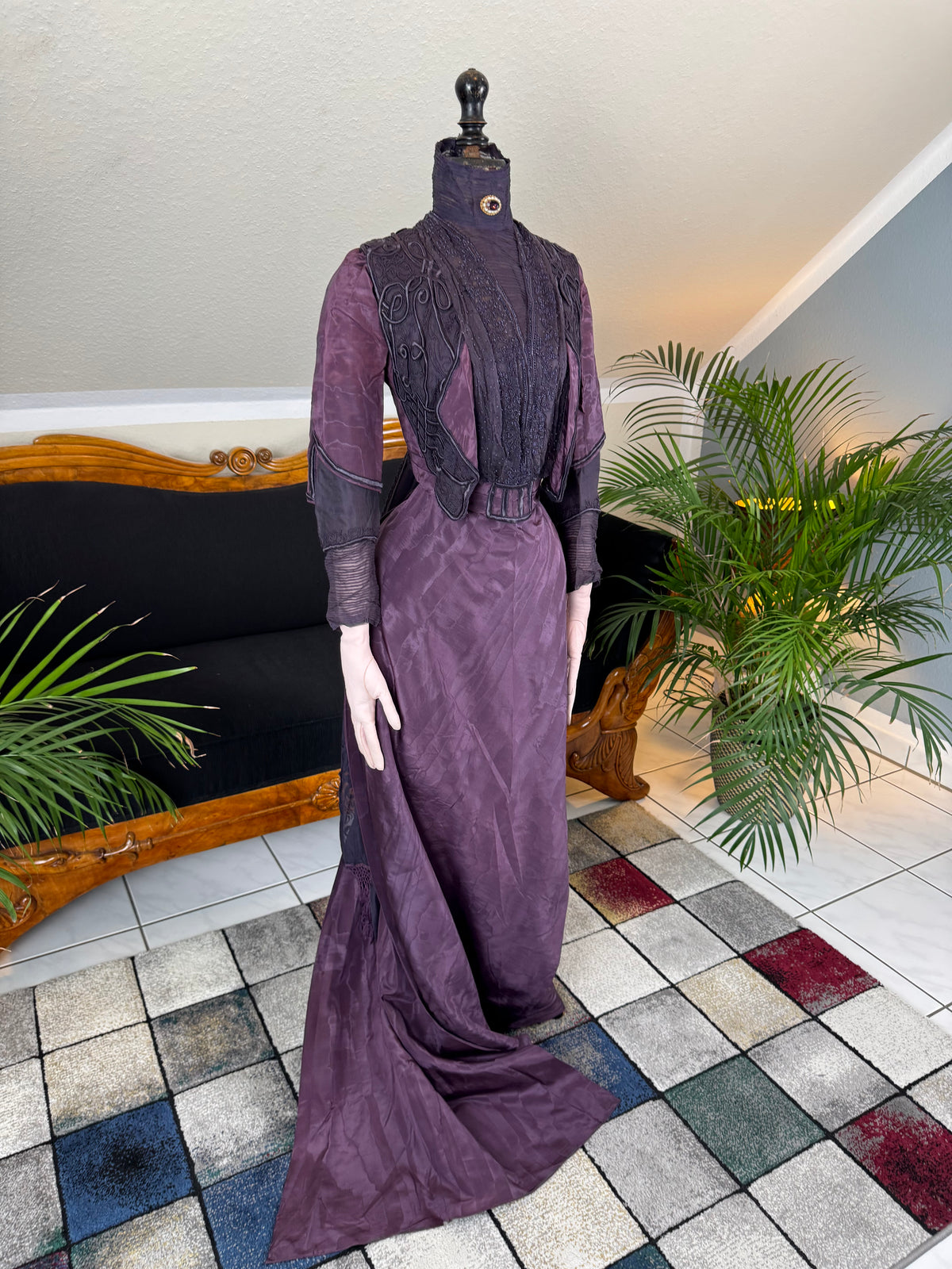 Rare 1911 Edwardian Half‑Mourning Dress by Kate Riley