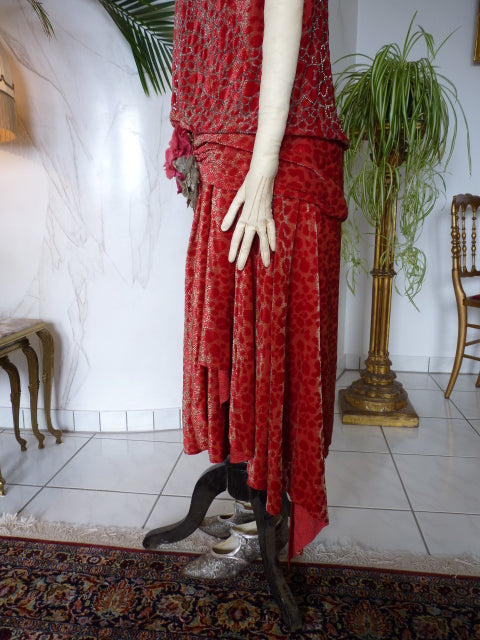 WORTH Antikes Samtkleid mit Dévoré-Muster, Paris, ca. 1926