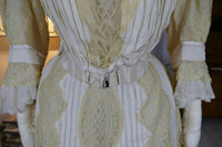 Antikes edwardianisches Kleid von 1901 – MACHARET New York & Paris Zweiteiliges Ensemble aus Seide und Spitze