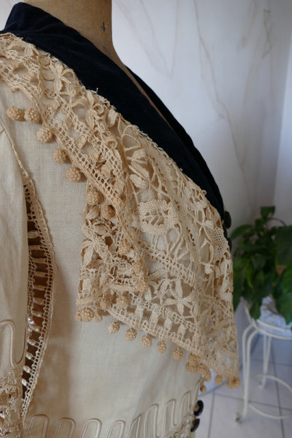 Antikes edwardianisches Leinen-Geh-Ensemble, ca. 1906 – Kleid & Jacke
