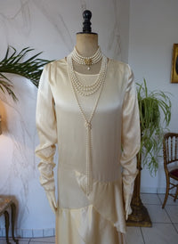 1920s cream satin wedding dress 