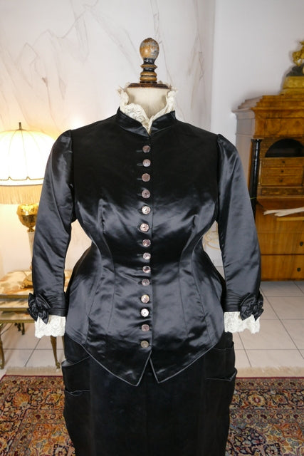 EMILE PINGAT Antikes viktorianisches Tournürenkleid, Paris, ca. 1882