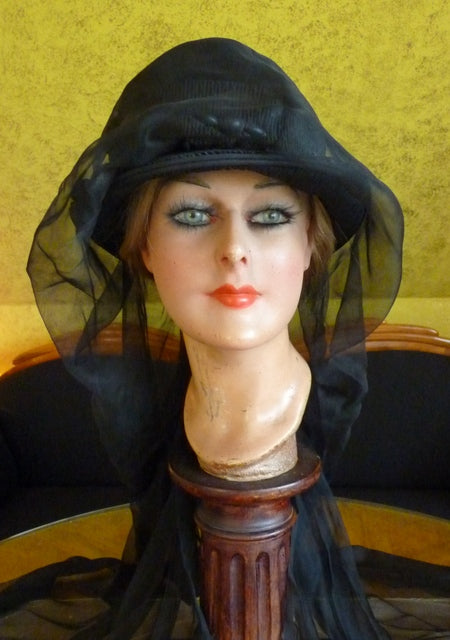 MARIE GARTNER Trauerhut mit Schleier, Wien, um 1910