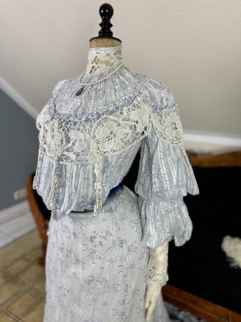 Antikes zweiteiliges Edwardianisches Sommerkleid, ca. 1903