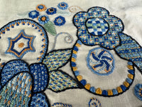 Antique silk garment bag – embroidered front, used for storing dresses or corsets