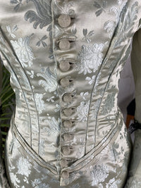 Antikes zweiteiliges Dinnerkleid aus Seidenbrokat, ca. 1898