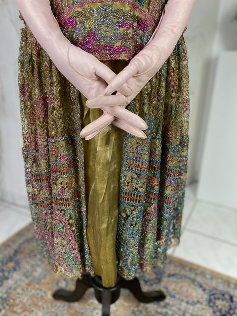 Vintage embroidered lamé dress, America, ca. 1926