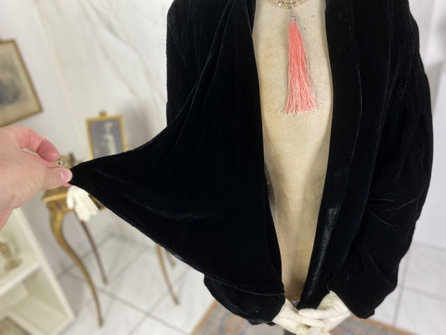 Vintage black velvet coat, ca. 1928 