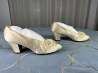 Titanic era wedding shoes, 1912, ivory silk bridal shoes