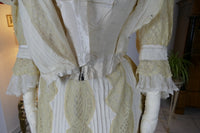 Antikes edwardianisches Kleid von 1901 – MACHARET New York & Paris Zweiteiliges Ensemble aus Seide und Spitze