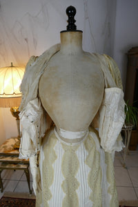 Antikes edwardianisches Kleid von 1901 – MACHARET New York & Paris Zweiteiliges Ensemble aus Seide und Spitze