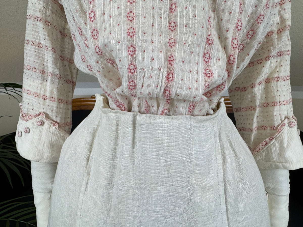 Natural Fiber Day Ensemble – Linen Skirt, Cotton Blouse & Leather Shoes