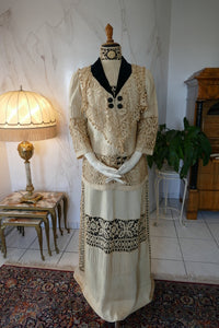 Antikes edwardianisches Leinen-Geh-Ensemble, ca. 1906 – Kleid & Jacke