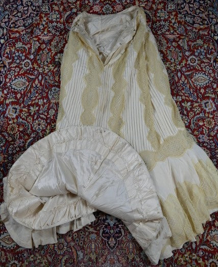 Antikes edwardianisches Kleid von 1901 – MACHARET New York & Paris Zweiteiliges Ensemble aus Seide und Spitze