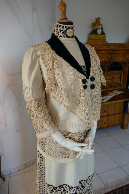 Antikes edwardianisches Leinen-Geh-Ensemble, ca. 1906 – Kleid & Jacke