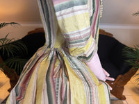 18th‑century striped silk gown, warp‑printed taffeta, robe à l’anglaise