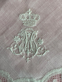 ROYAL Antikes Paar Spitzen-Taschentücher mit Toskana-Württemberg Doppelwappen aus der Aussteuer von Erzherzogin Maria Immakulata, um 1900