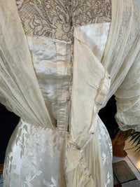 Evening Dress 1912 – Cream Silk Brocade with Lace & Crepe Drapes by M. E. Humble, Court Dressmaker, Lady Gillman Provenance