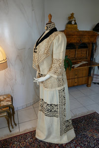 Antikes edwardianisches Leinen-Geh-Ensemble, ca. 1906 – Kleid & Jacke