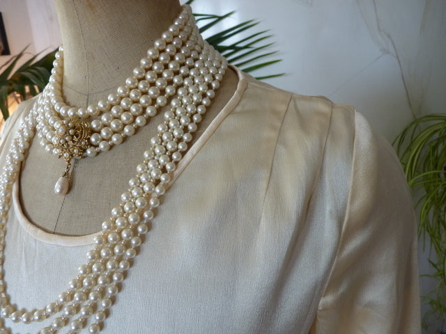 1920s cream satin wedding dress 