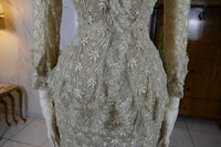 Antikes besticktes Spitzen-Bustle-Überkleid, 1880er Jahre