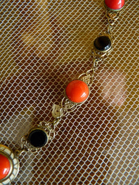 Art Deco Emaille Halskette aus schwarzem &amp; rotem Glas, 1920er