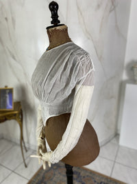 1840 German Biedermeier bodice in brown silk with decorative seams and fitted front, antique garment