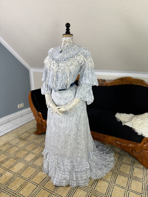 Antikes zweiteiliges Edwardianisches Sommerkleid, ca. 1903