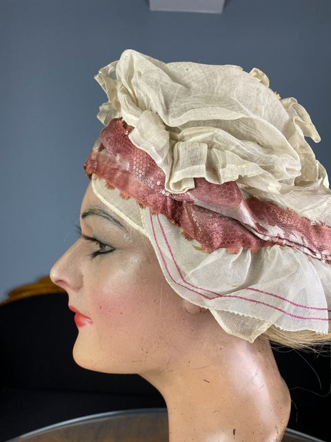Boudoir-Haube für Schneckenfrisuren, ca. 1910