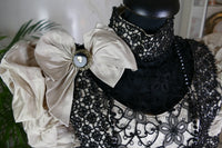 1893 evening dress — antique Victorian gown with silk bodice and lace trim