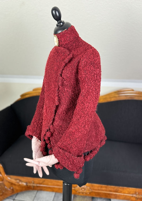 Viktorianische rote Wolljacke, ca. 1888