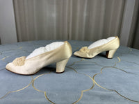 Titanic era wedding shoes, 1912, ivory silk bridal shoes