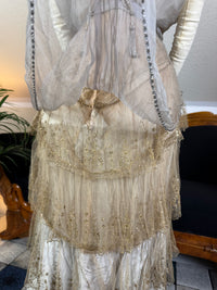 Antikes GUSTAVE BEER Abendkleid – Seidenchiffon &amp; Samt, Paris Couture ca. 1912