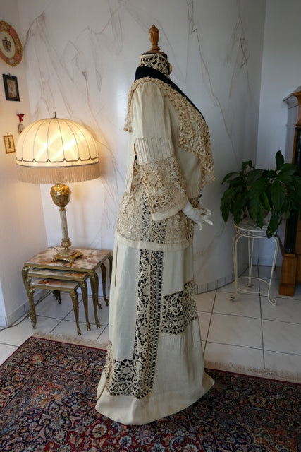 Antikes edwardianisches Leinen-Geh-Ensemble, ca. 1906 – Kleid & Jacke