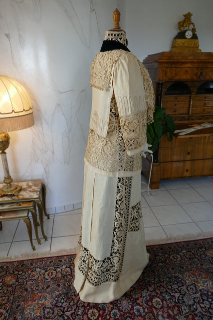 Antikes edwardianisches Leinen-Geh-Ensemble, ca. 1906 – Kleid & Jacke