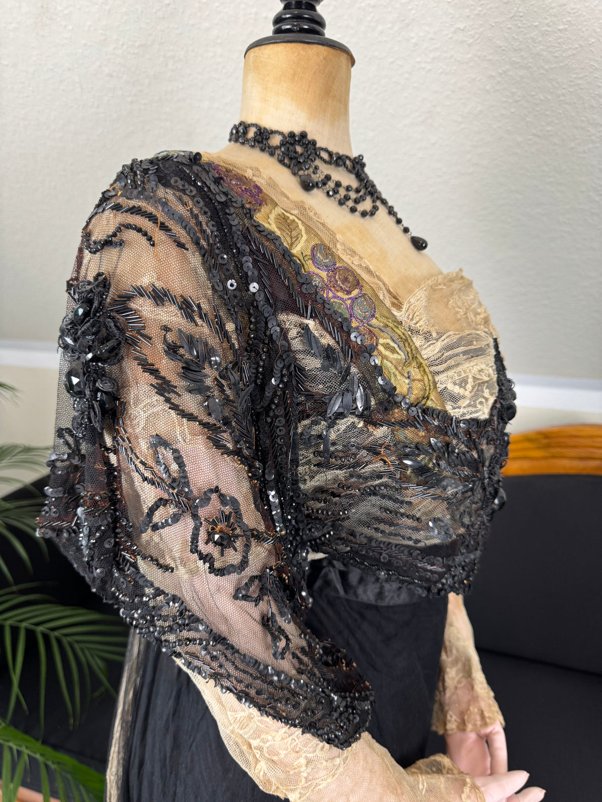 Antikes edwardianisches Abendkleid ca. 1906 – Seide, Spitze, Tüll & Brokat aus England