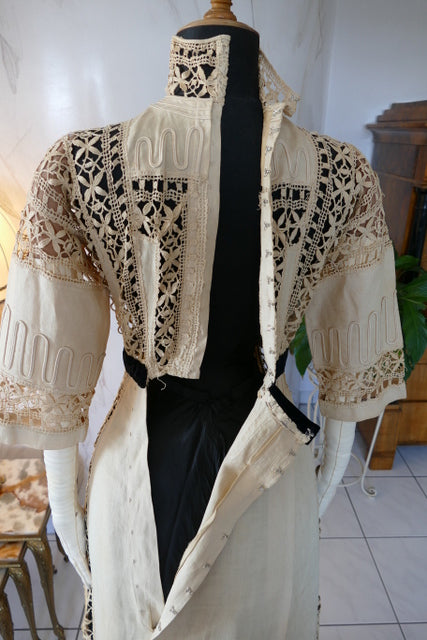 Antikes edwardianisches Leinen-Geh-Ensemble, ca. 1906 – Kleid & Jacke