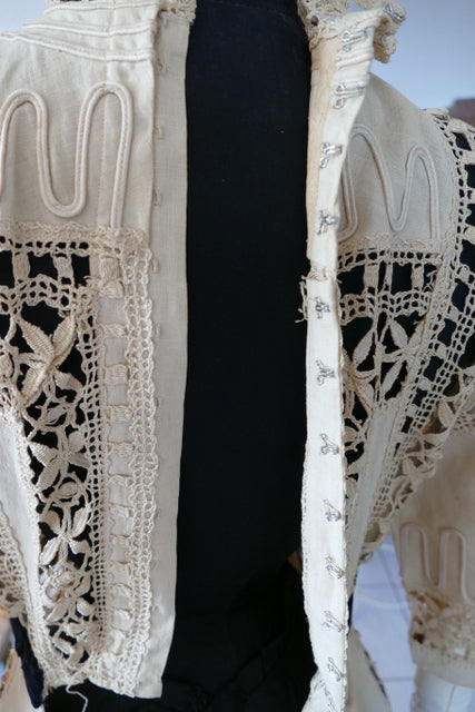Antikes edwardianisches Leinen-Geh-Ensemble, ca. 1906 – Kleid & Jacke