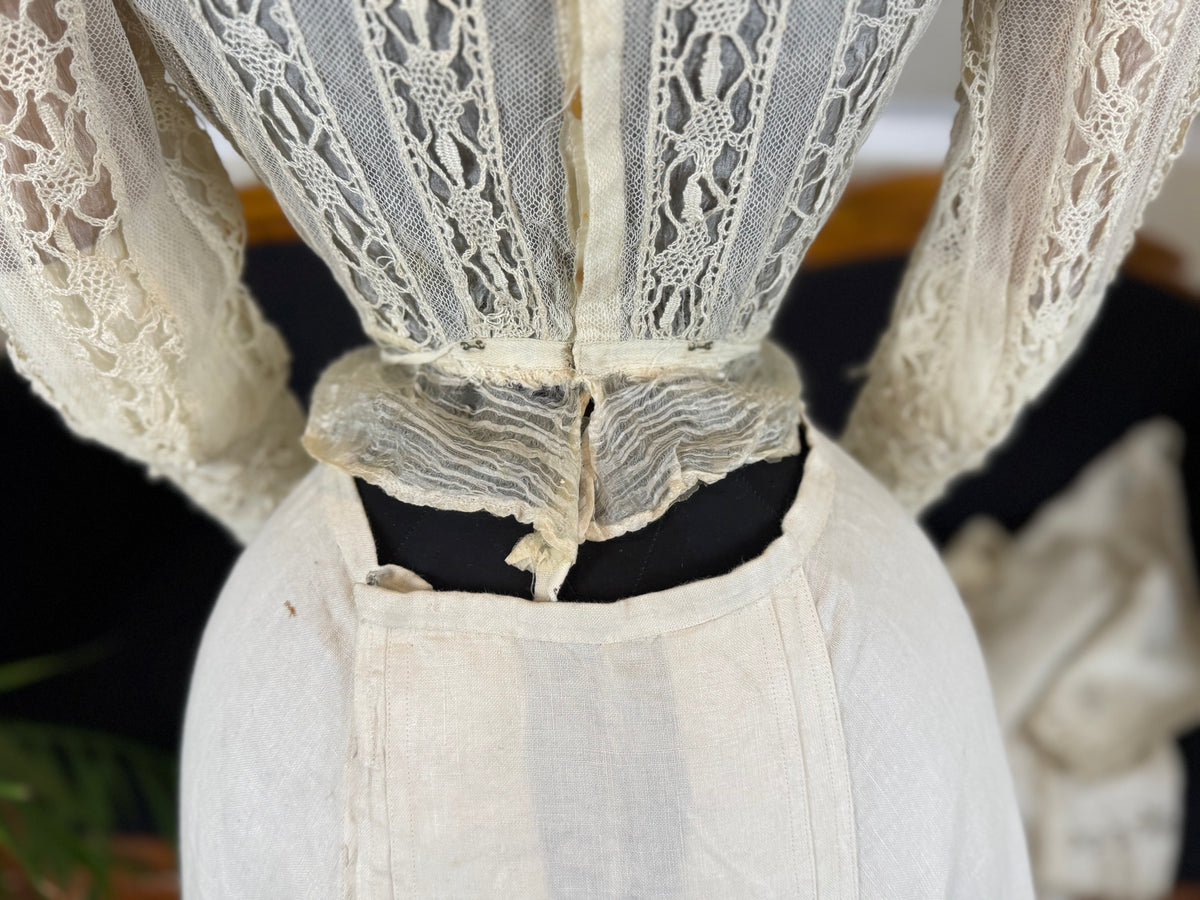Antique Four‑Piece Edwardian Walking Dress ca. 1910 – Linen, Lace & Lady Gillman Provenance