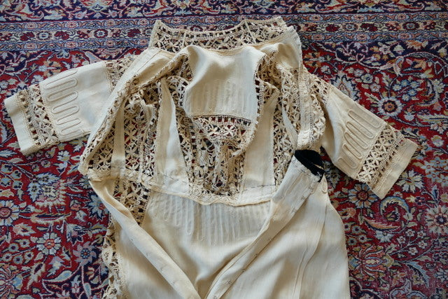Antikes edwardianisches Leinen-Geh-Ensemble, ca. 1906 – Kleid & Jacke