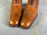Unworn antique leather lace‑up boots by Stiller, Berlin, ca. 1906