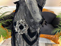 Antique Parisian evening gown with lace, tulle, velvet, rhinestones and beadwork, Marc Walter Place Vendôme label, Belle Époque couture designed for candlelight