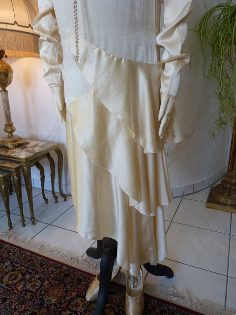 1920s cream satin wedding dress 