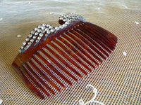 Antiker Kamm aus Kunstschildpatt und Strass, ca. 1905